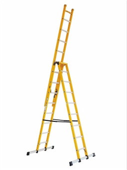 Fiberglass extension and a-shape ladder