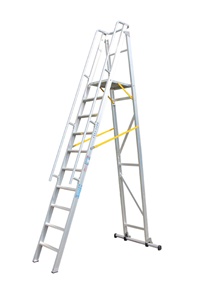 Aluminum folding-platform ladder
